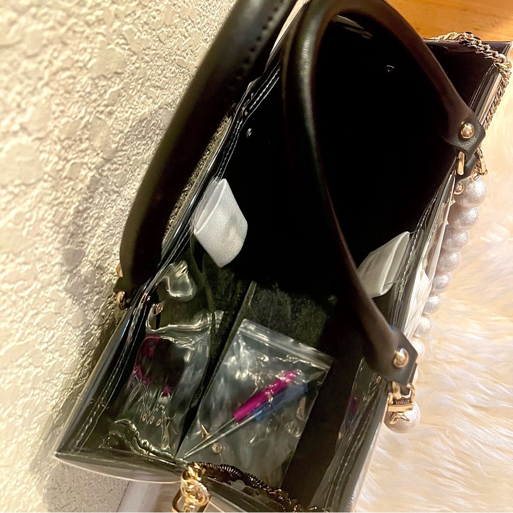 Chanel Large Shopping Bag Tote with PVC/TPU Cover and Crossbody Chain - Picture 7 of 8